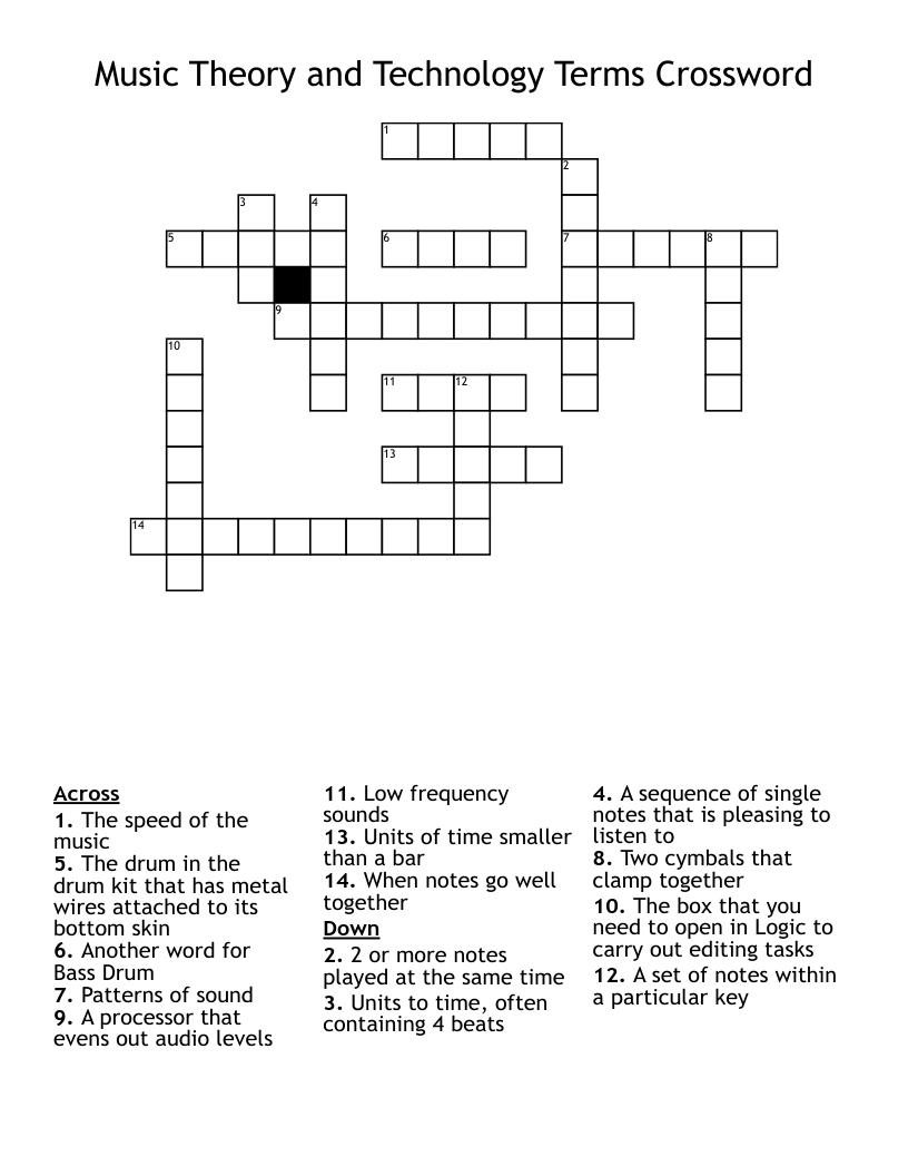Music Theory and Technology Terms Crossword