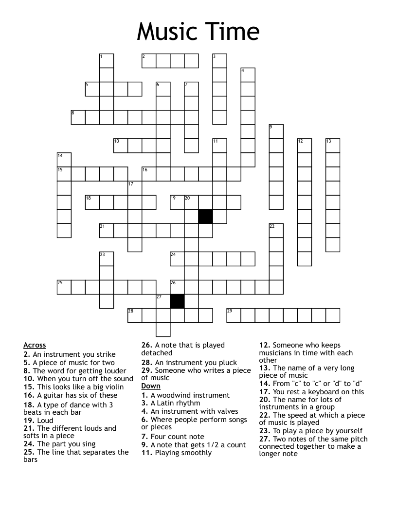 Music Time Crossword