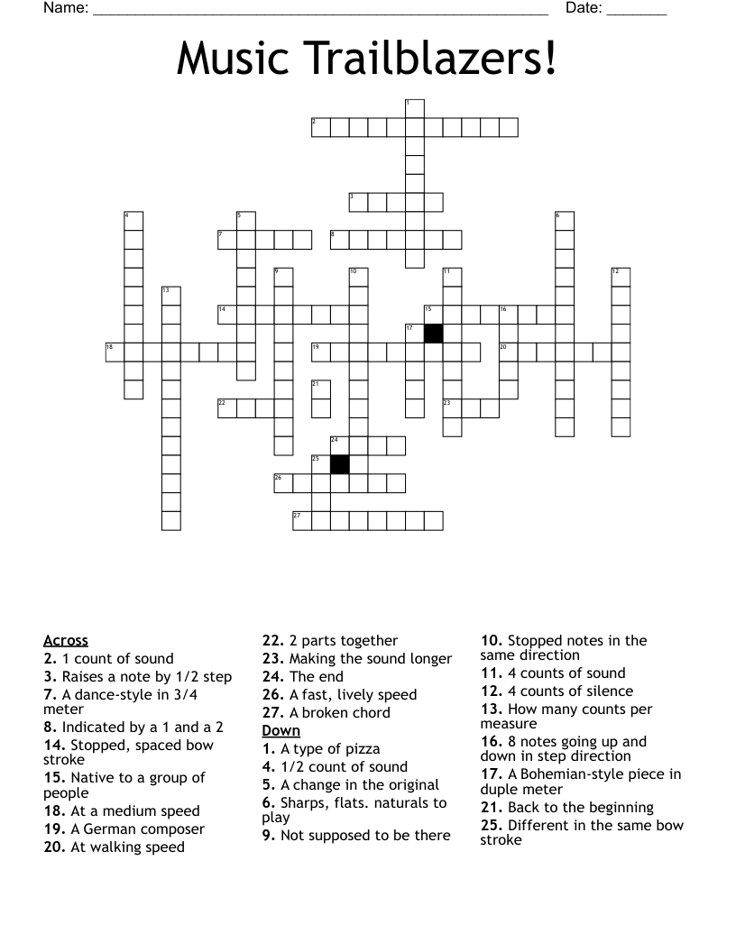 Music Trailblazers! Crossword