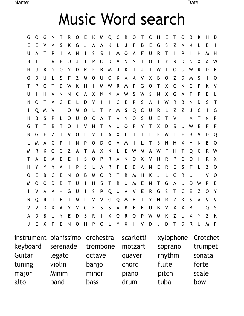 Music Word search