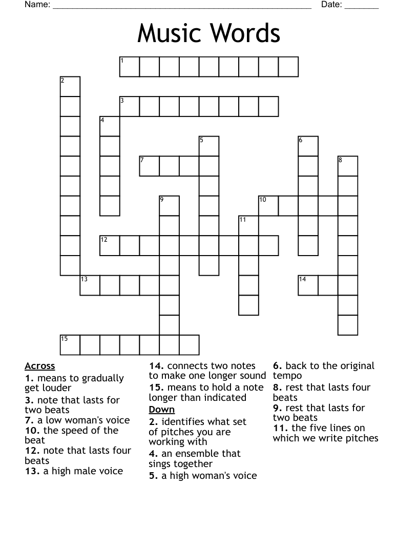 Music Words Crossword