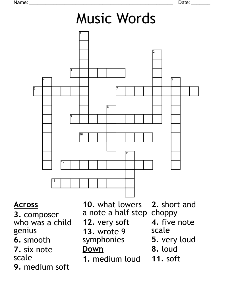Music Words Crossword