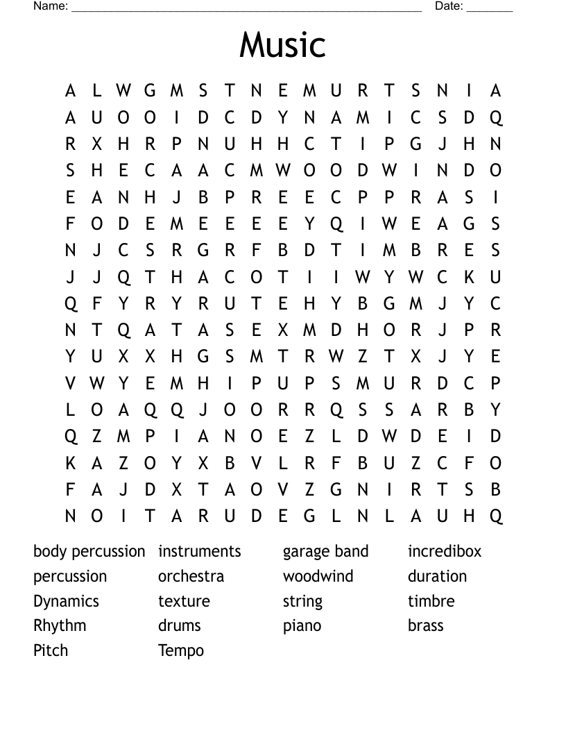 Music  Word Search
