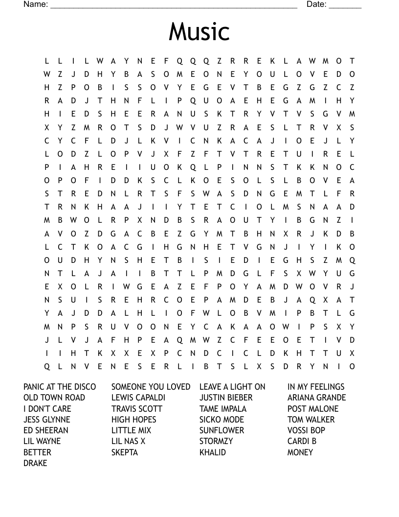 Music  Word Search