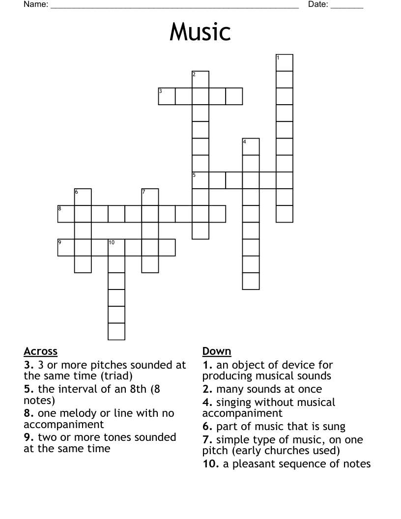 Music  Crossword