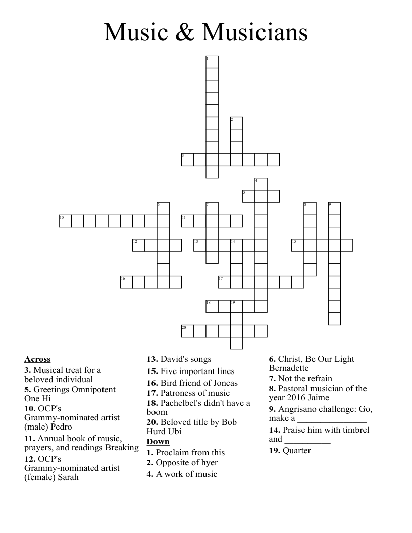 Music & Musicians Crossword