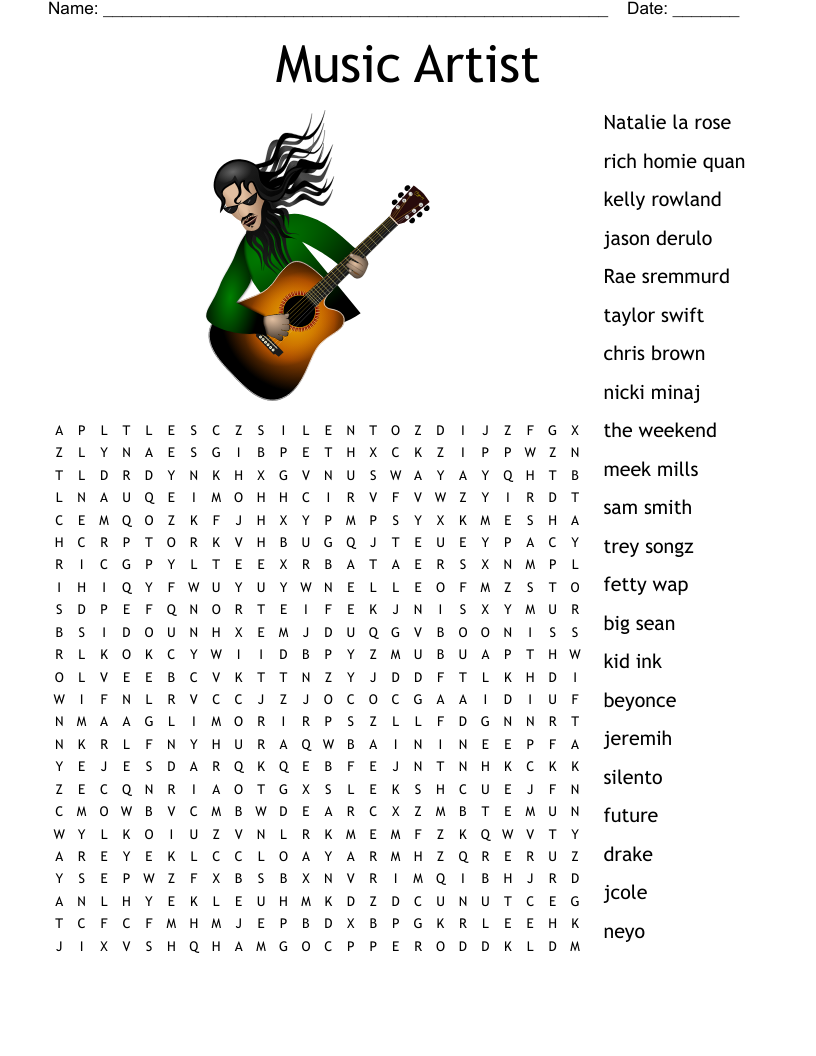 Music Artist  Word Search