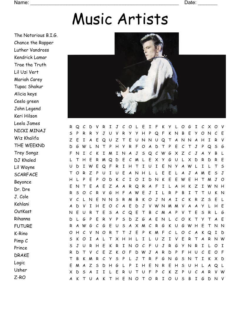 Music Artists Word Search
