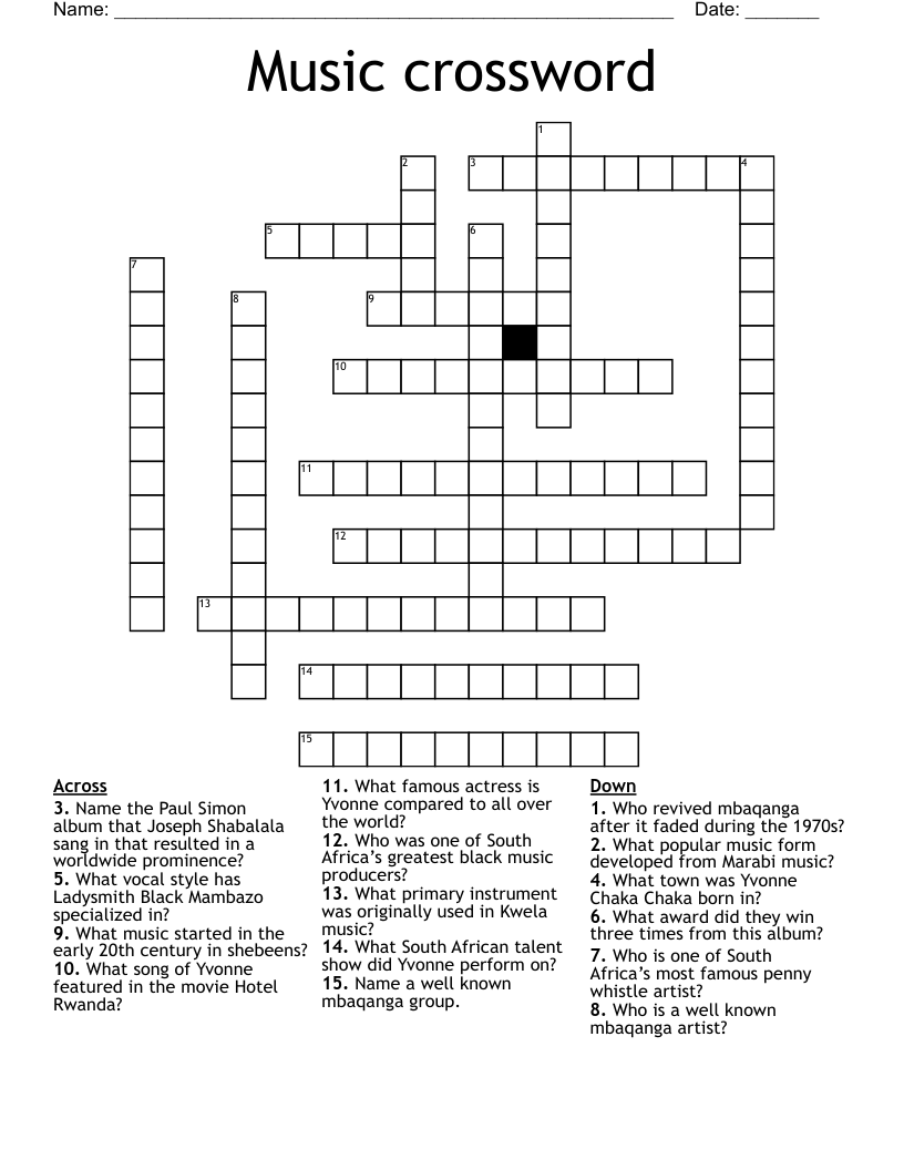 Music crossword 