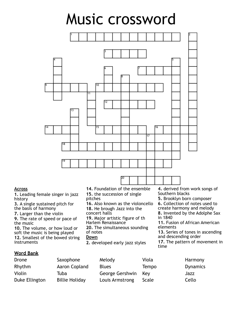 Music crossword 