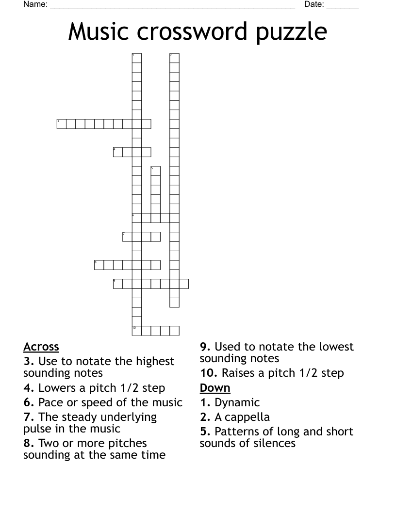 Music crossword puzzle 