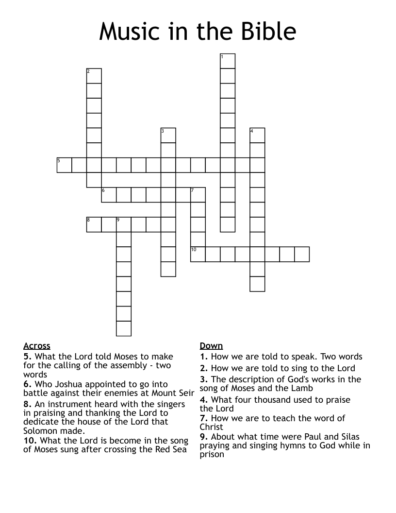 Music in the Bible Crossword