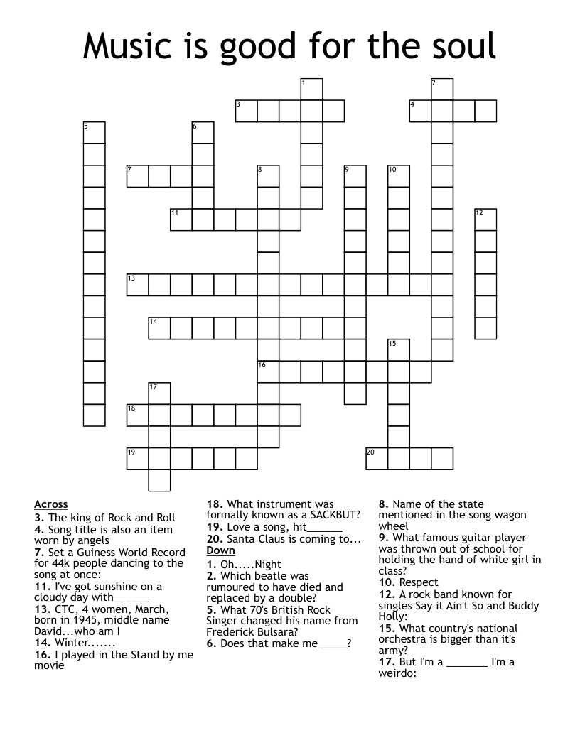 Music is good for the soul Crossword