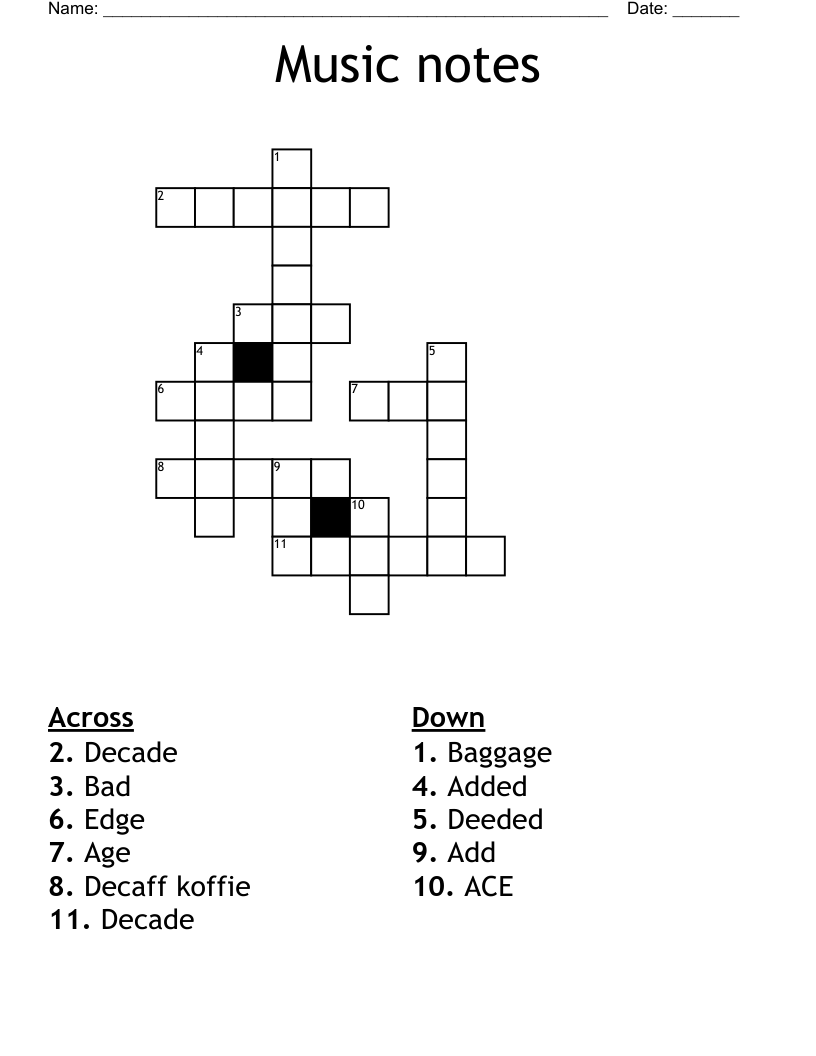 Music notes Crossword