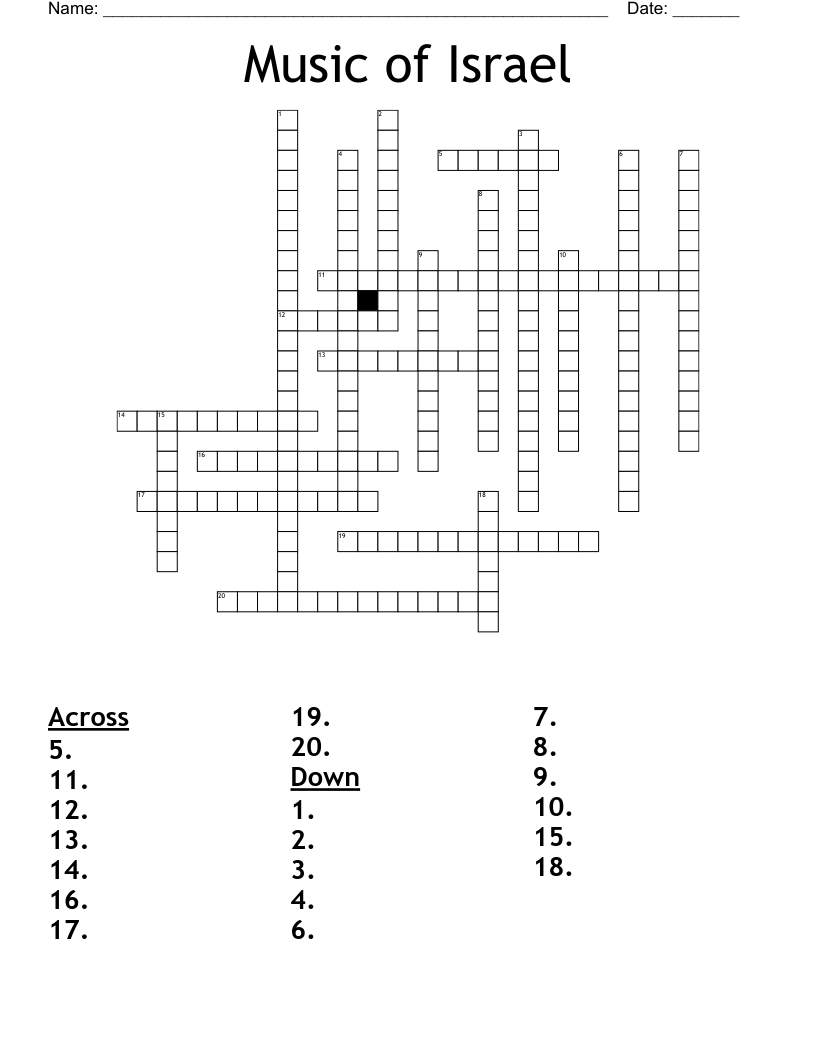 Music of Israel Crossword
