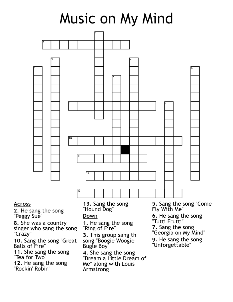Music on My Mind Crossword
