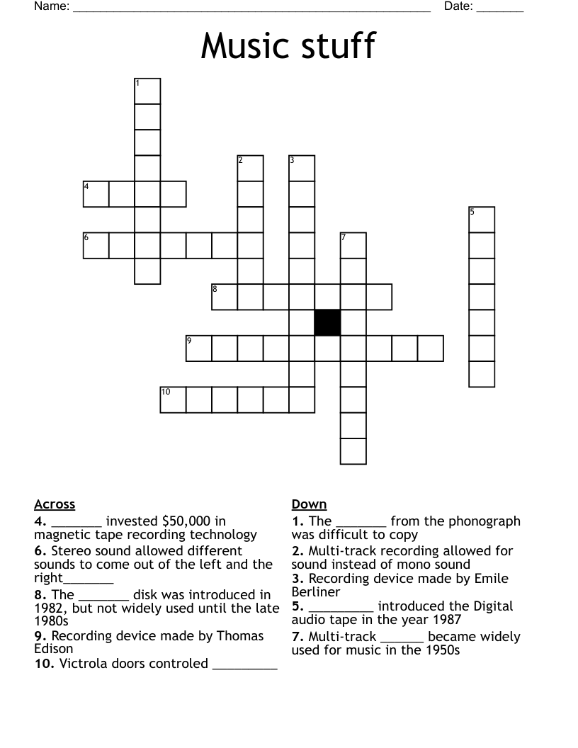 Music stuff Crossword