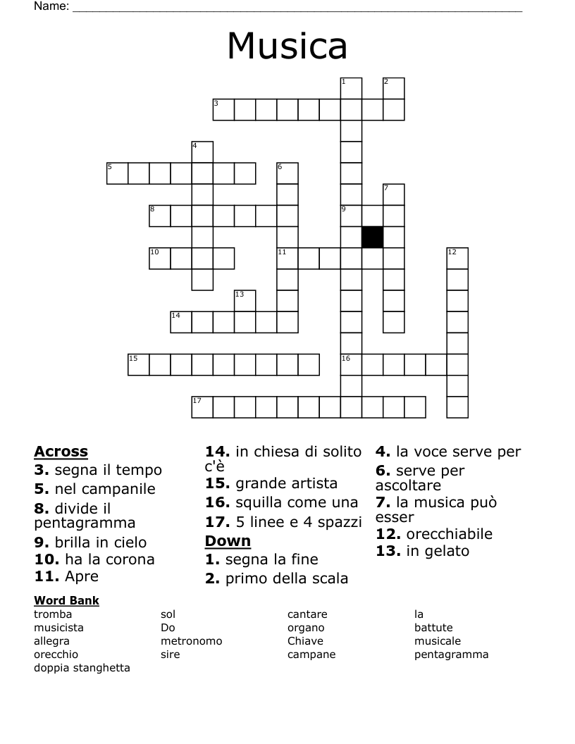 Musica Crossword
