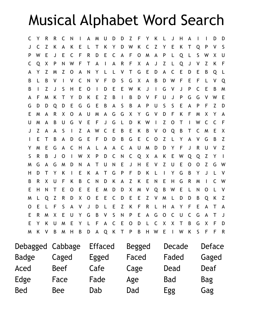 Musical Alphabet Word Search 