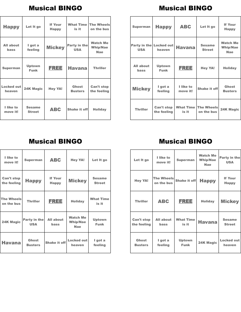 Musical BINGO