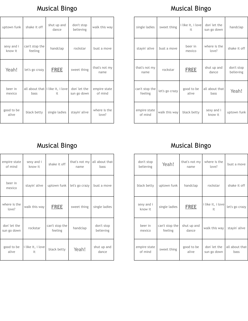 Musical Bingo