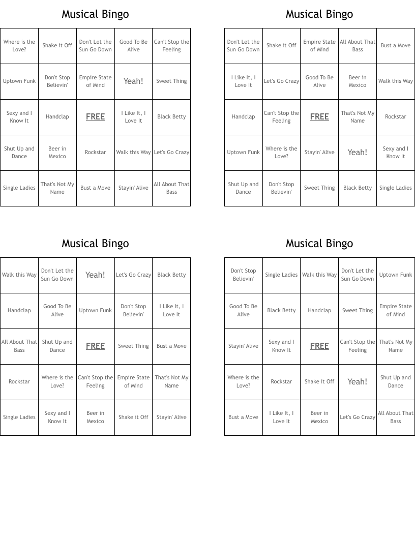 Musical Bingo