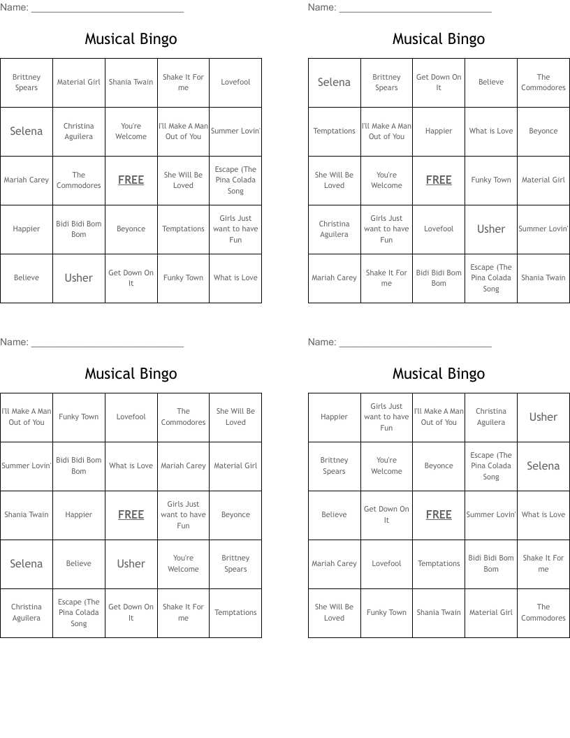 Musical Bingo
