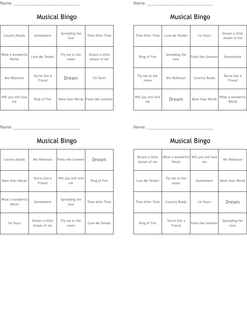 Musical Bingo