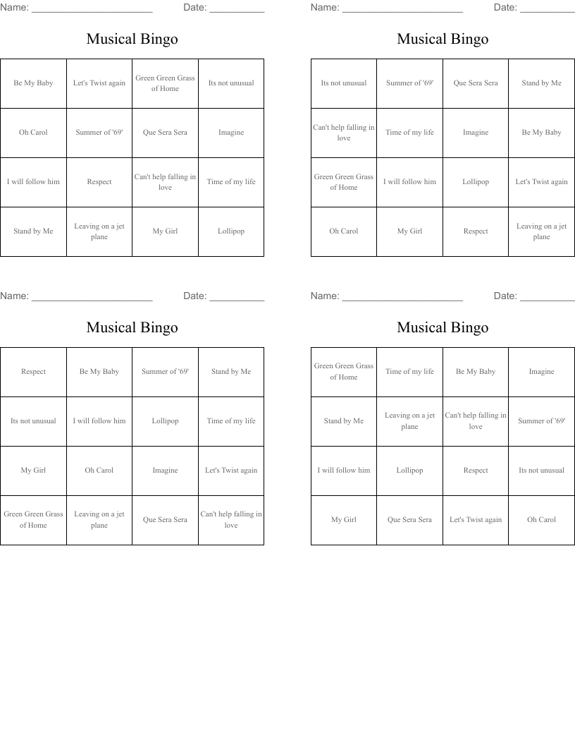 Musical Bingo