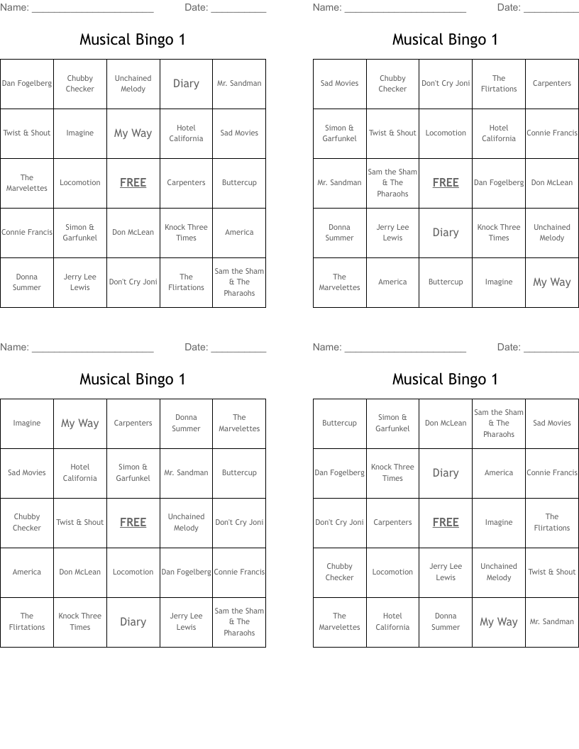 Musical Bingo 1