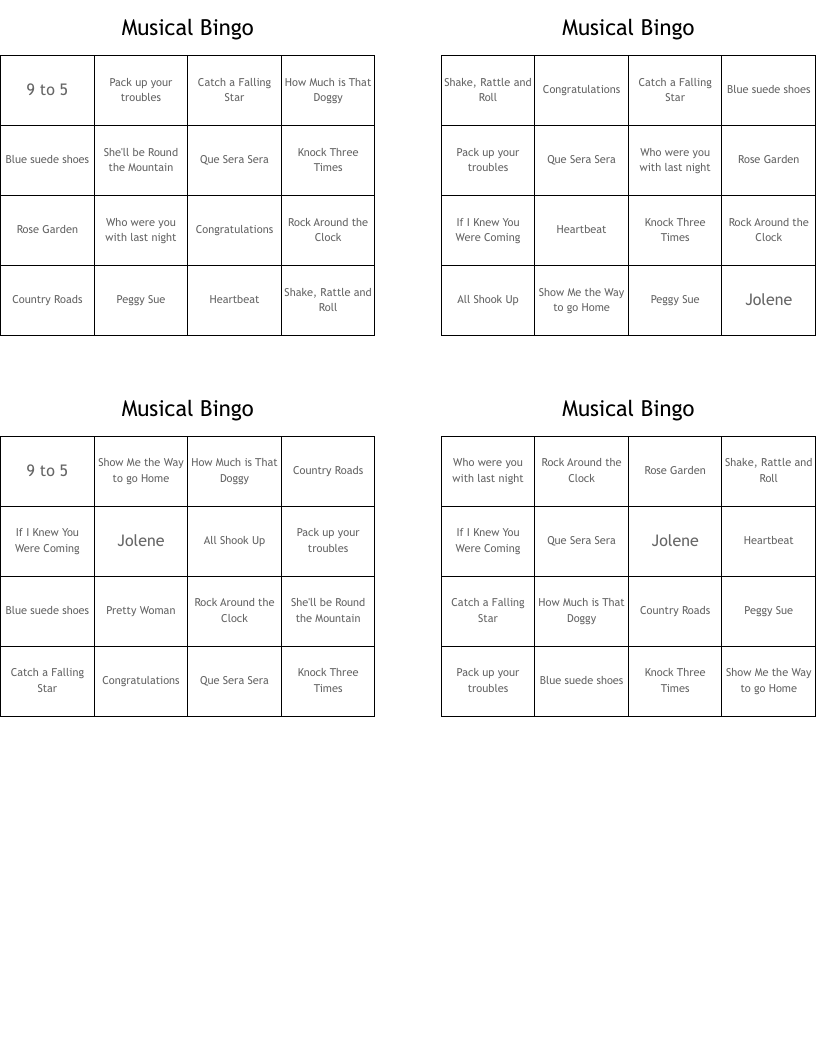 Musical Bingo