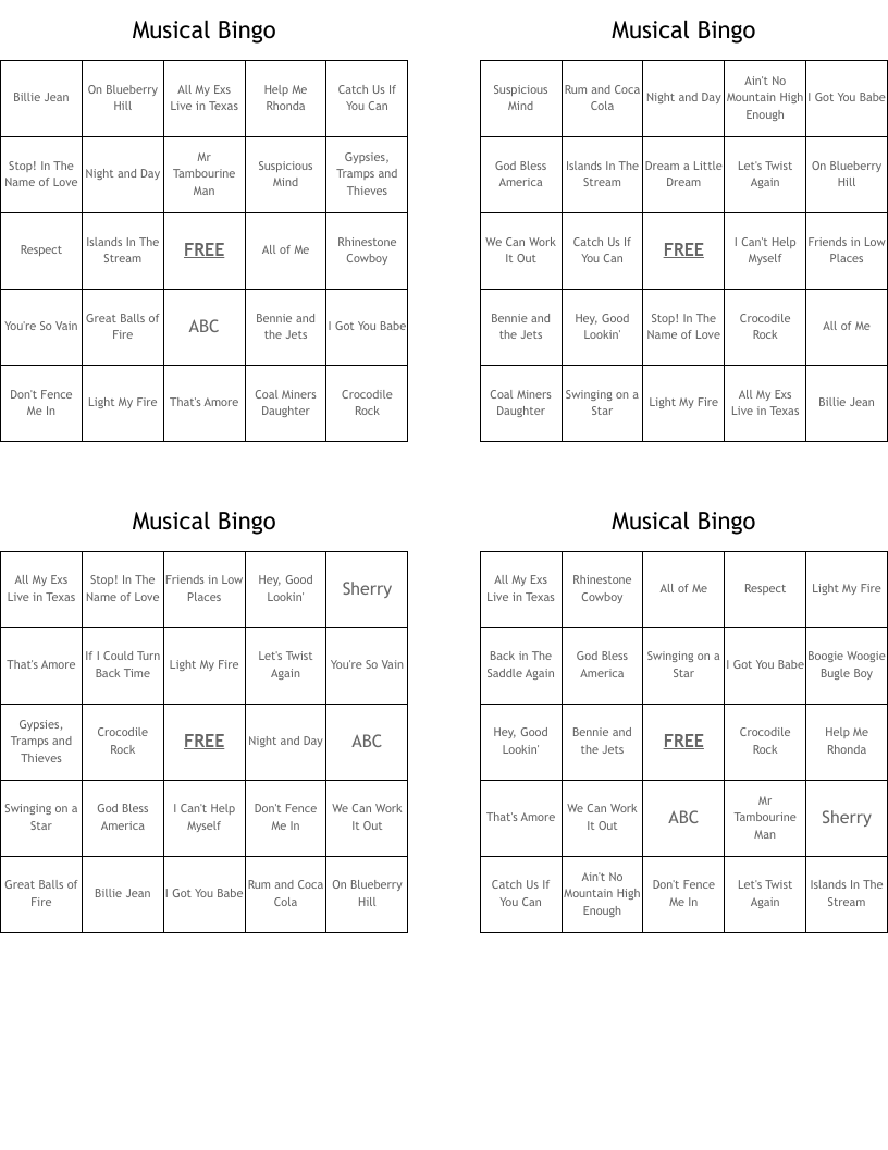 Musical Bingo