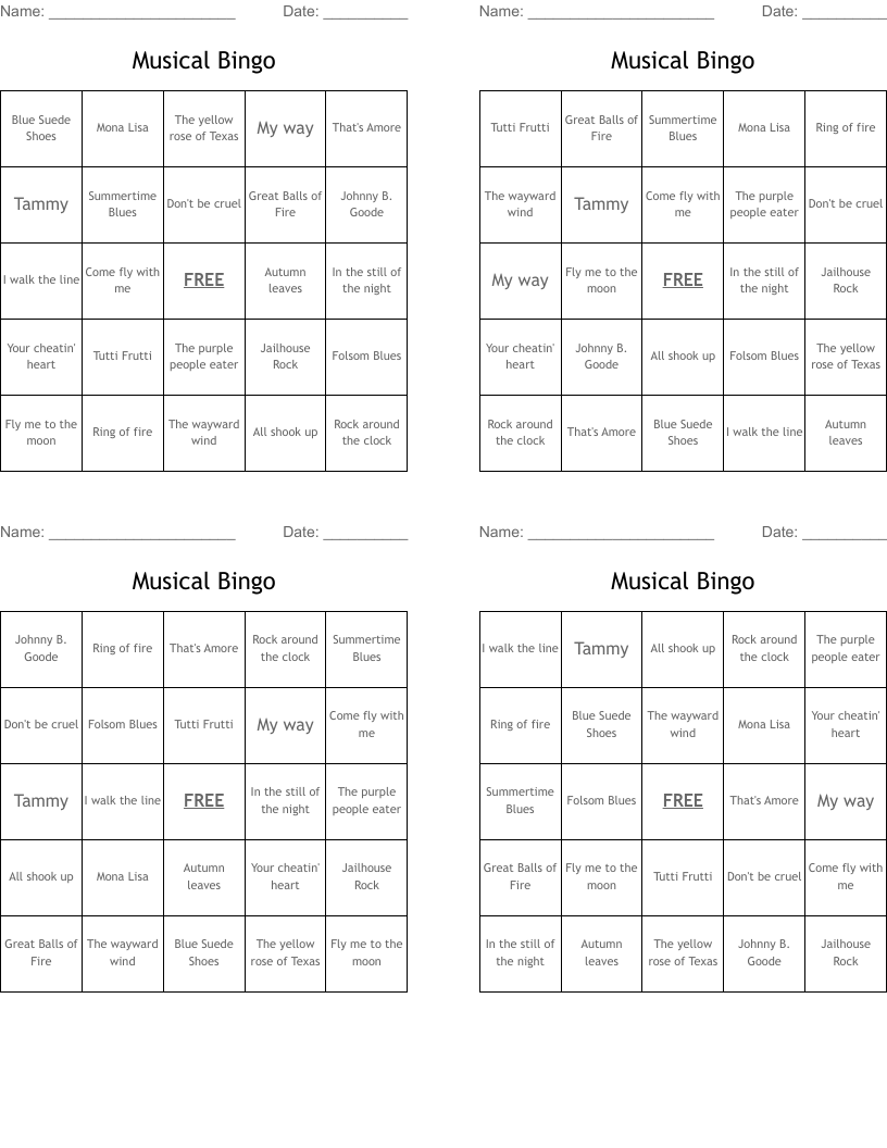 Musical Bingo