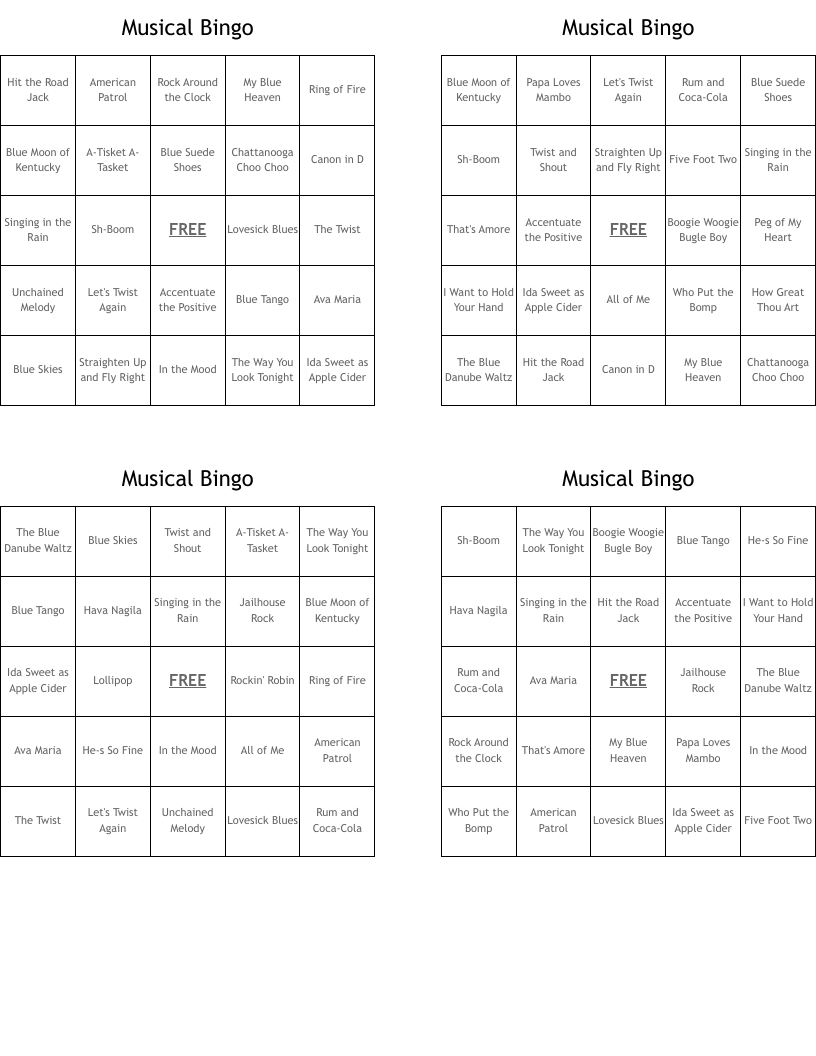 Musical Bingo