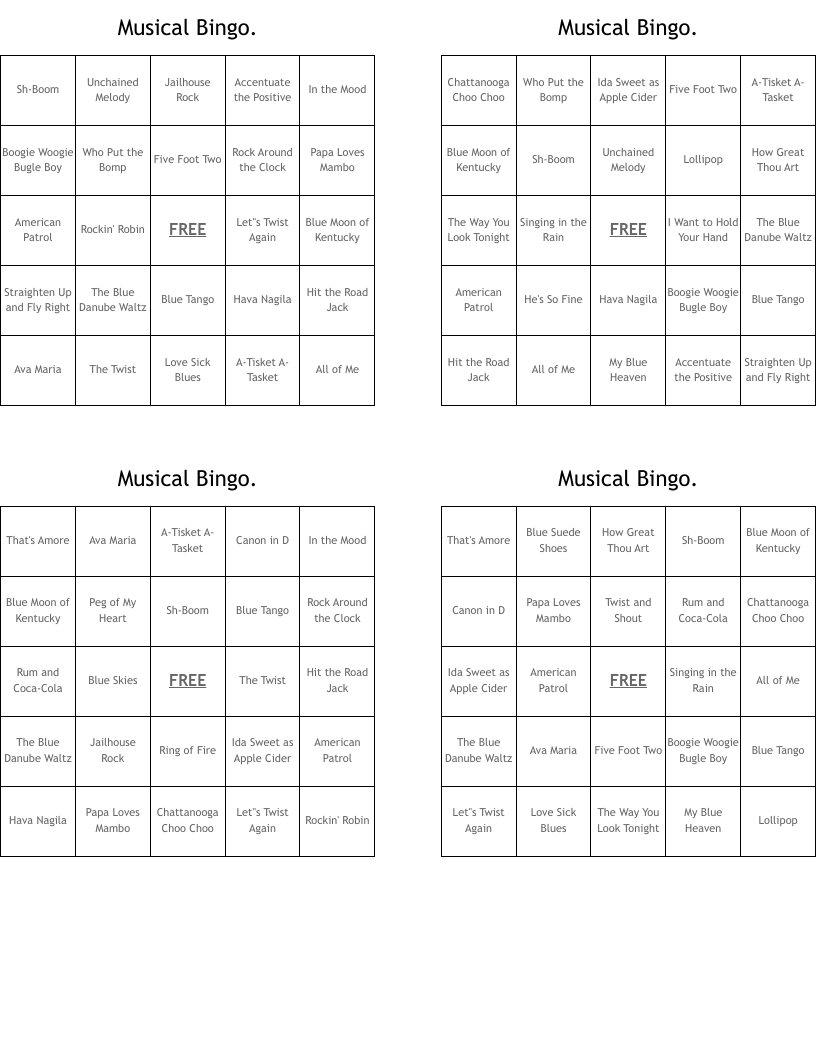 Musical Bingo.