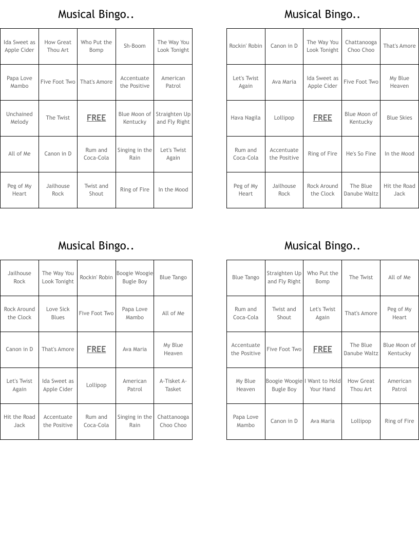 Musical Bingo..