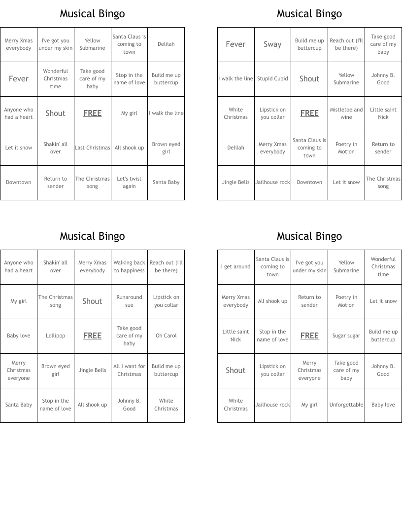 Musical Bingo