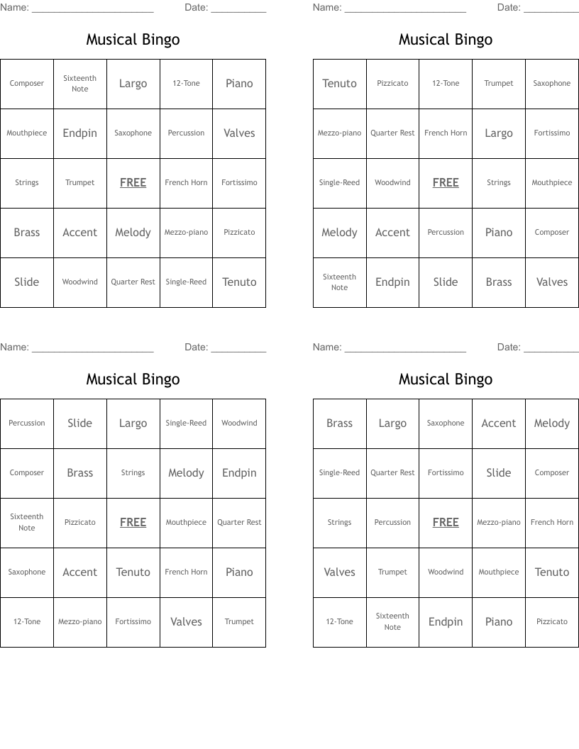 Musical Bingo        