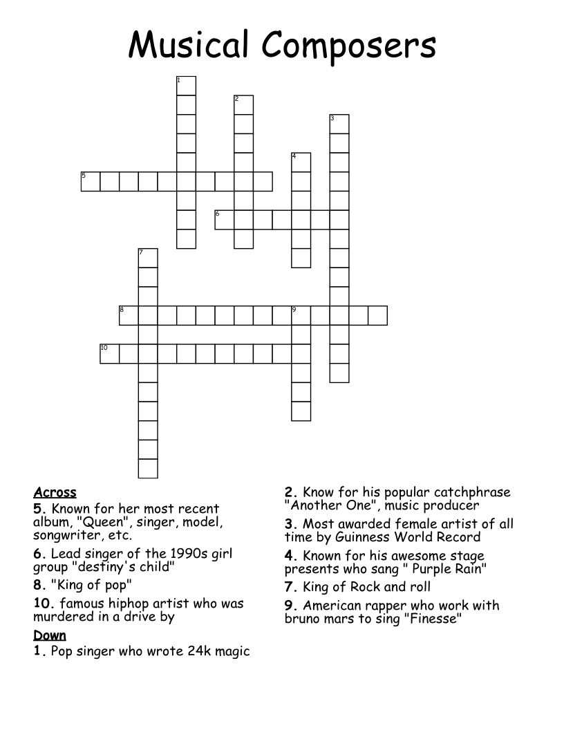Musical Composers  Crossword