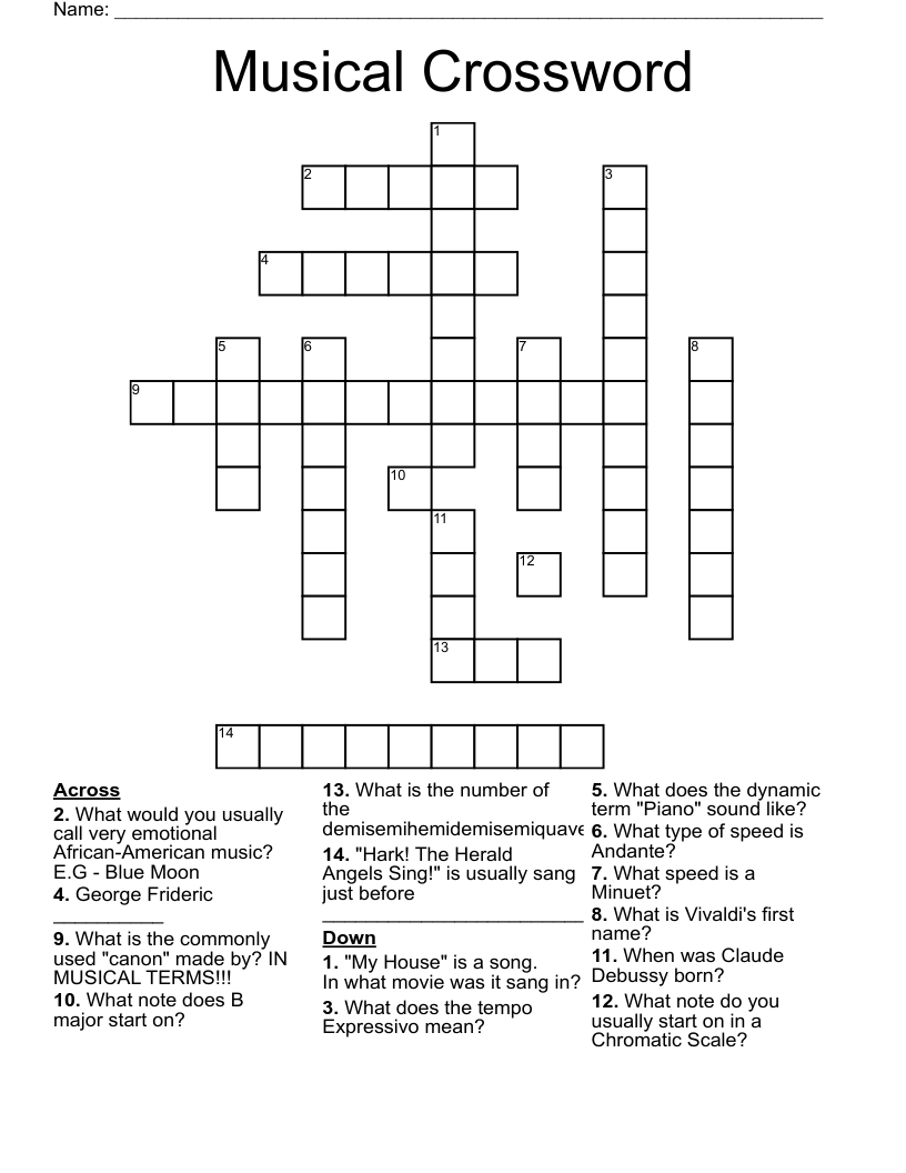 Musical Crossword