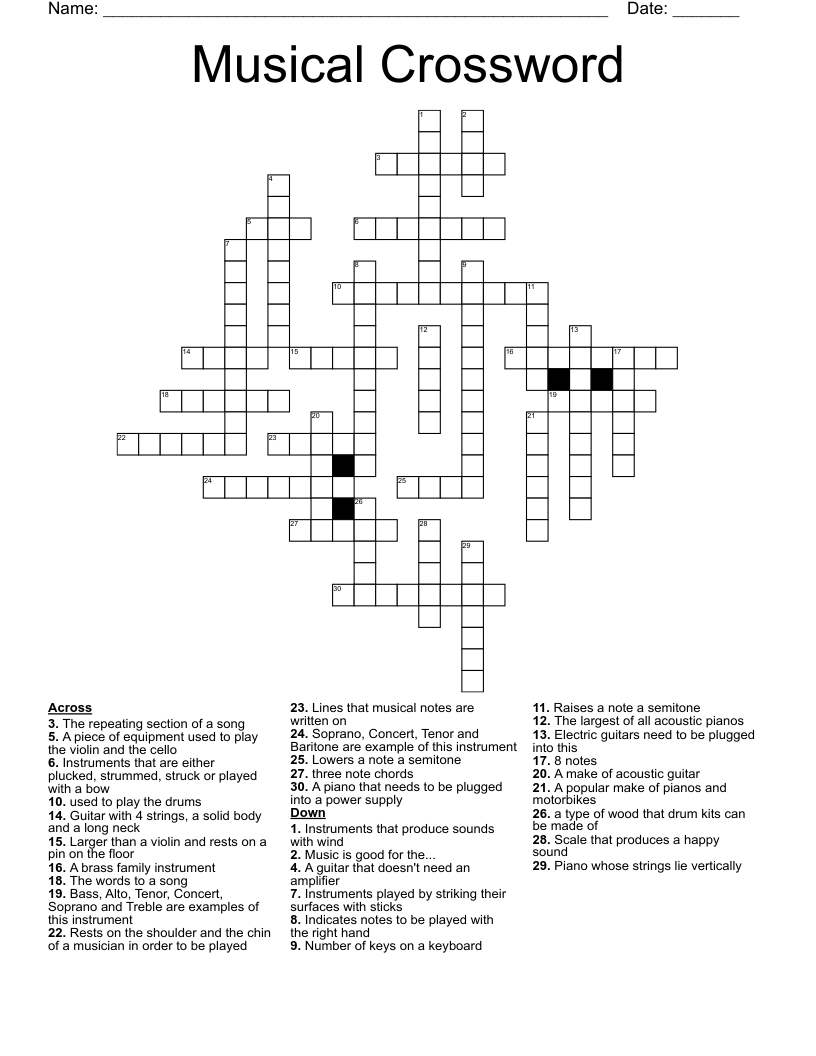 Musical Crossword