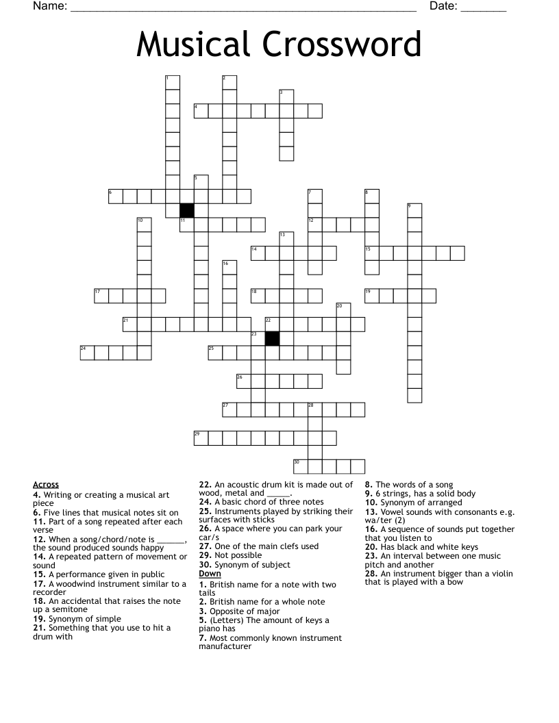 Musical Crossword