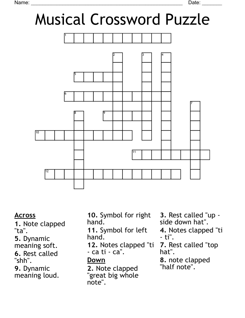 Musical Crossword Puzzle