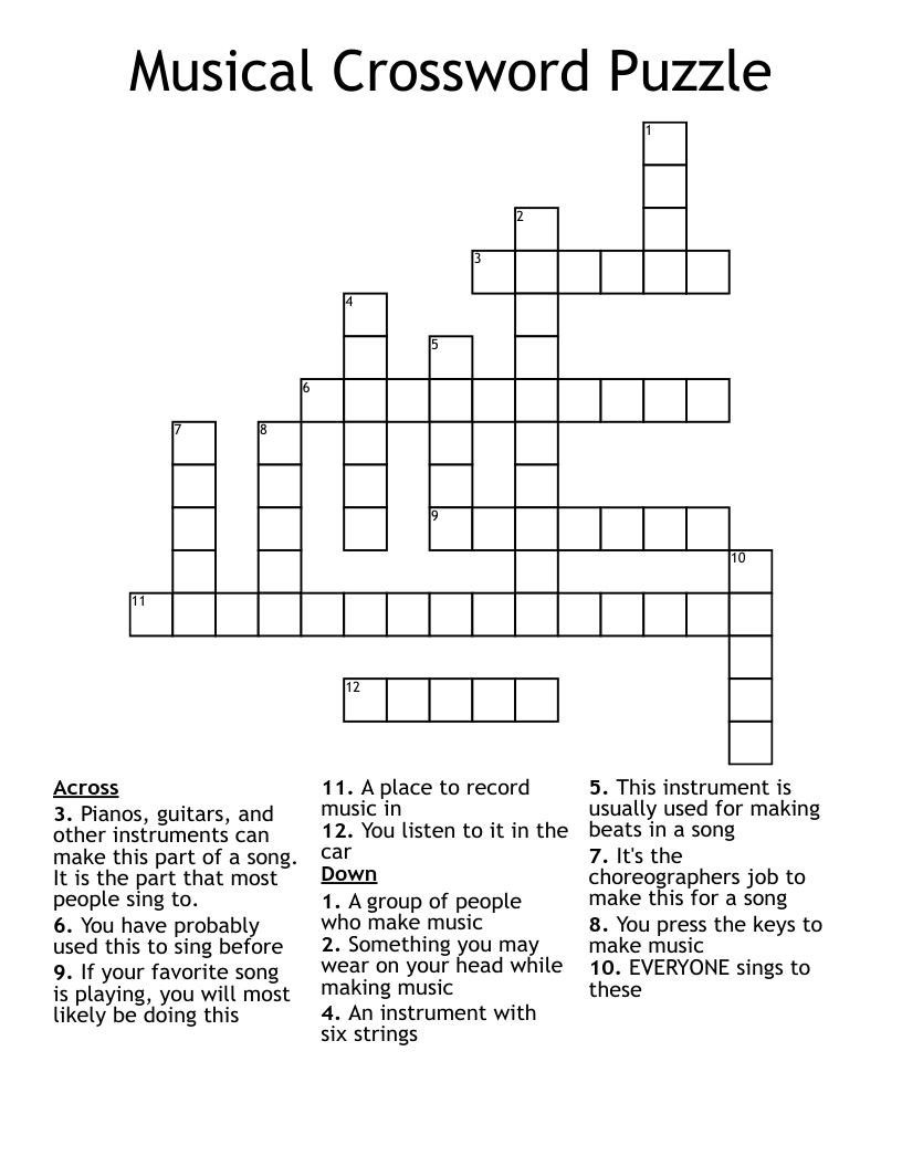 Musical Crossword Puzzle