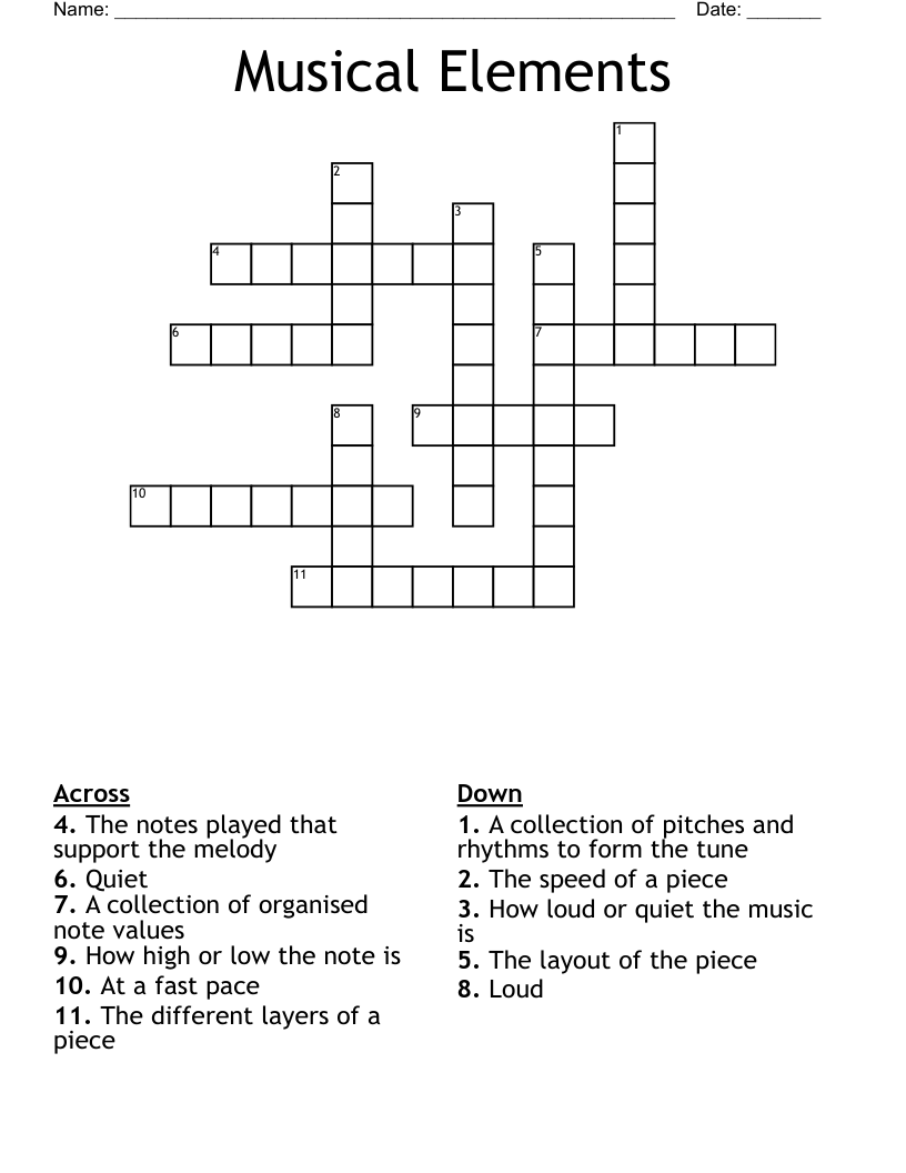 Musical Elements Crossword