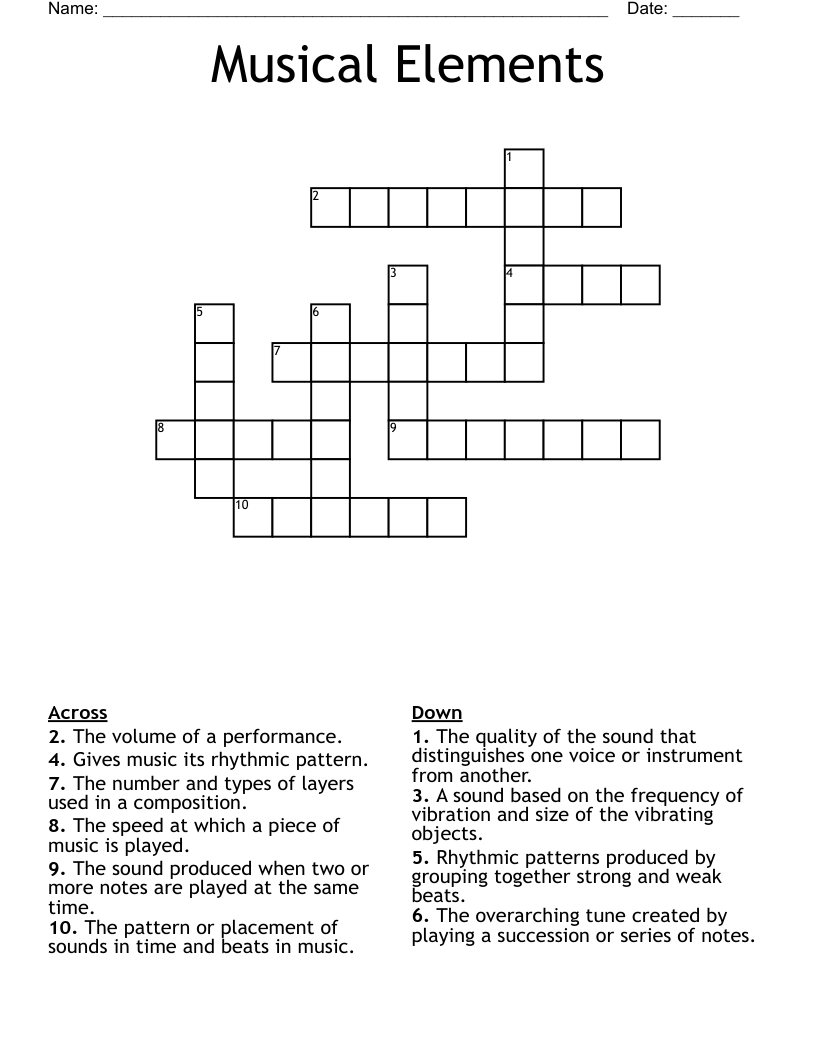 Musical Elements  Crossword