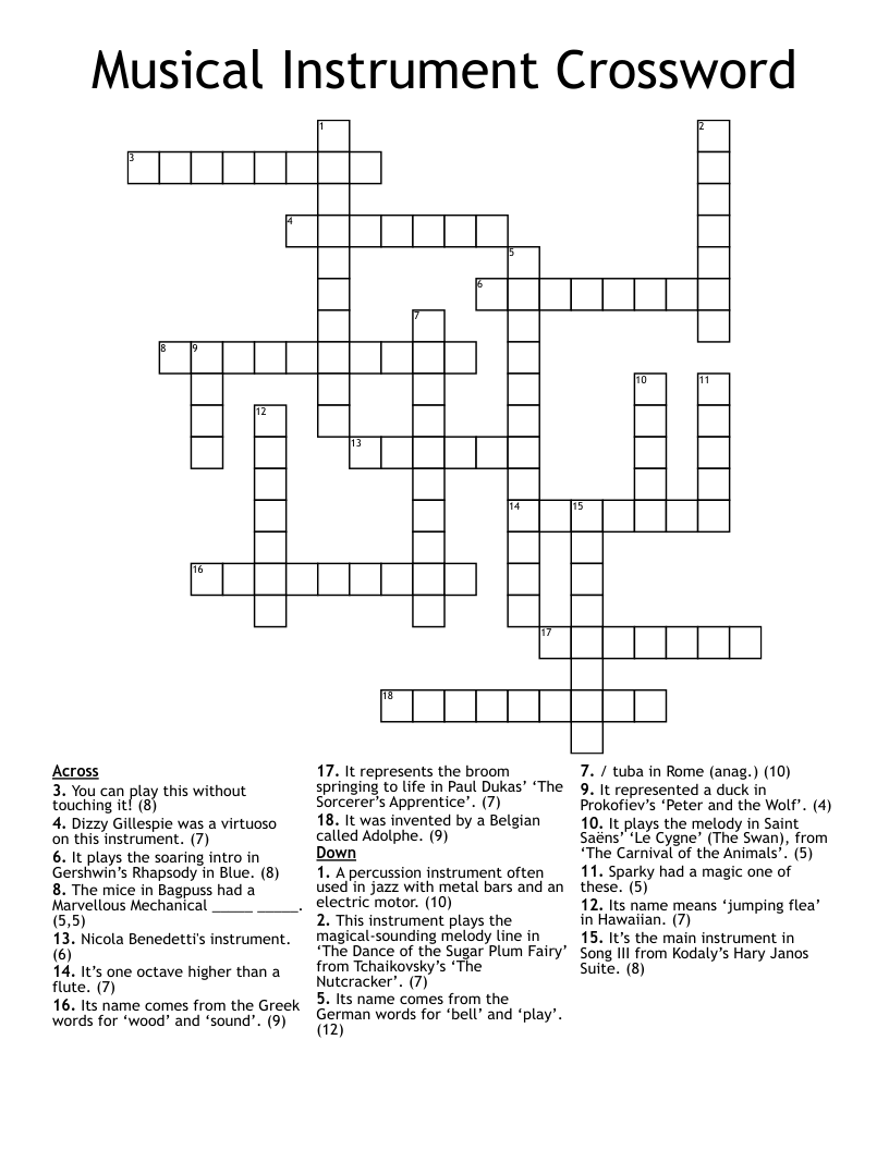 Musical Instrument Crossword