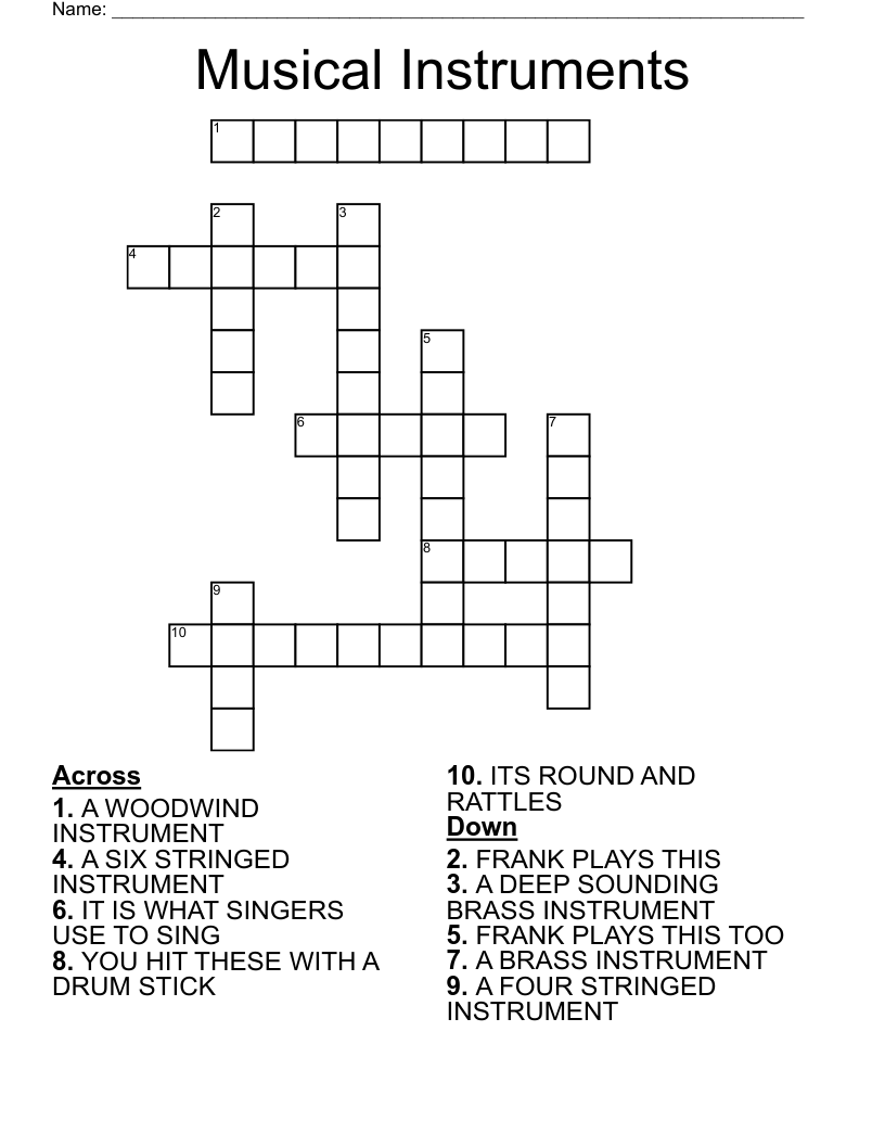 Musical Instruments Crossword