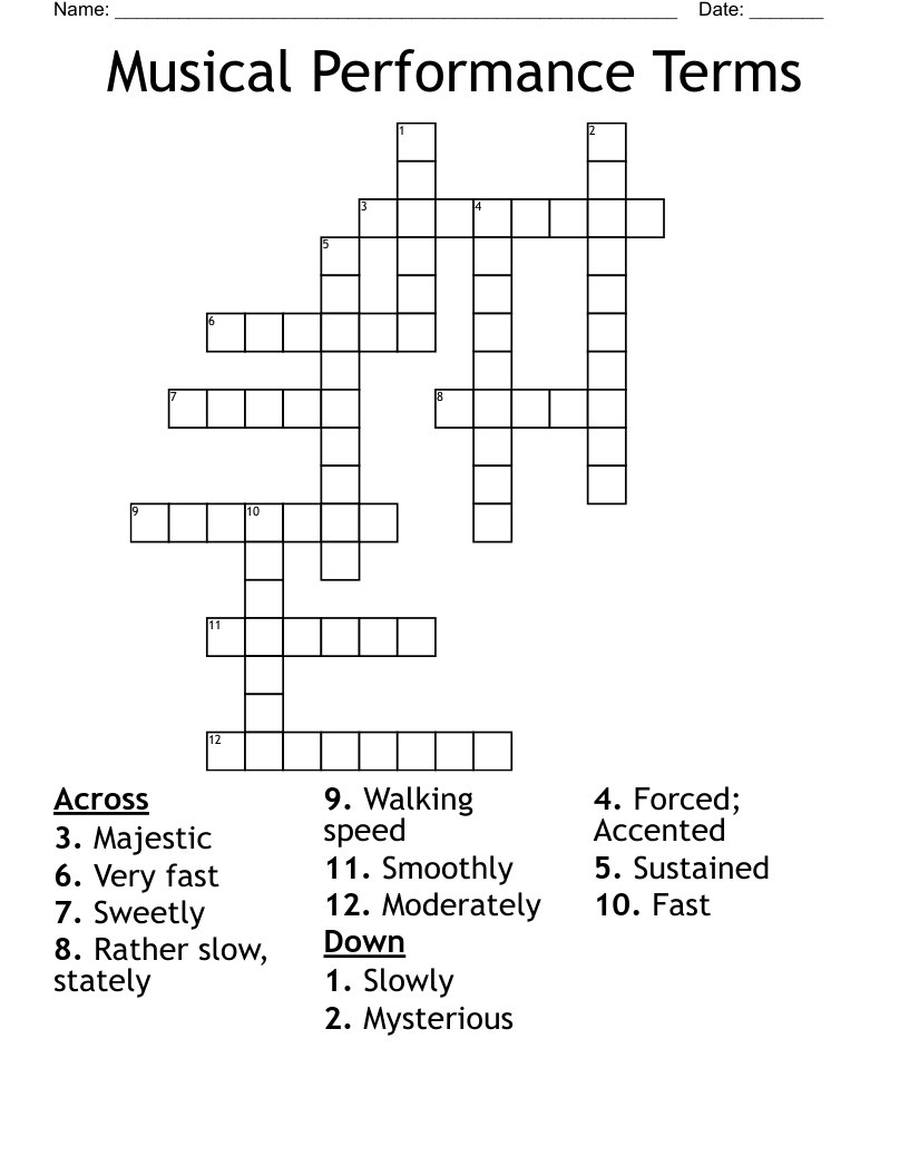Musical Performance Terms Crossword