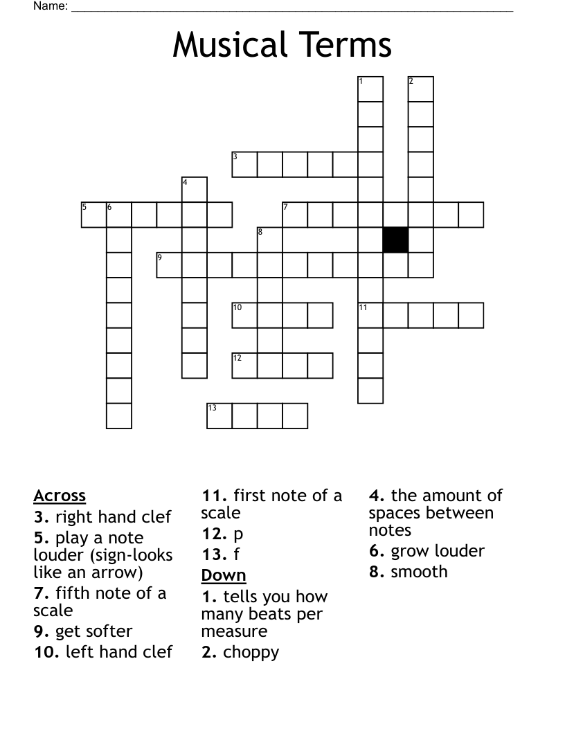 Musical Terms Crossword